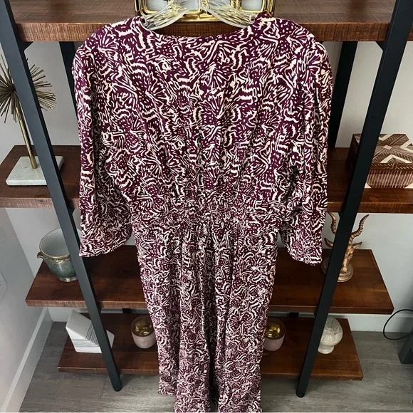 BA&SH Loa Midi dress in purple ivory print women’s size US 8 INT L - Picture 5 of 11